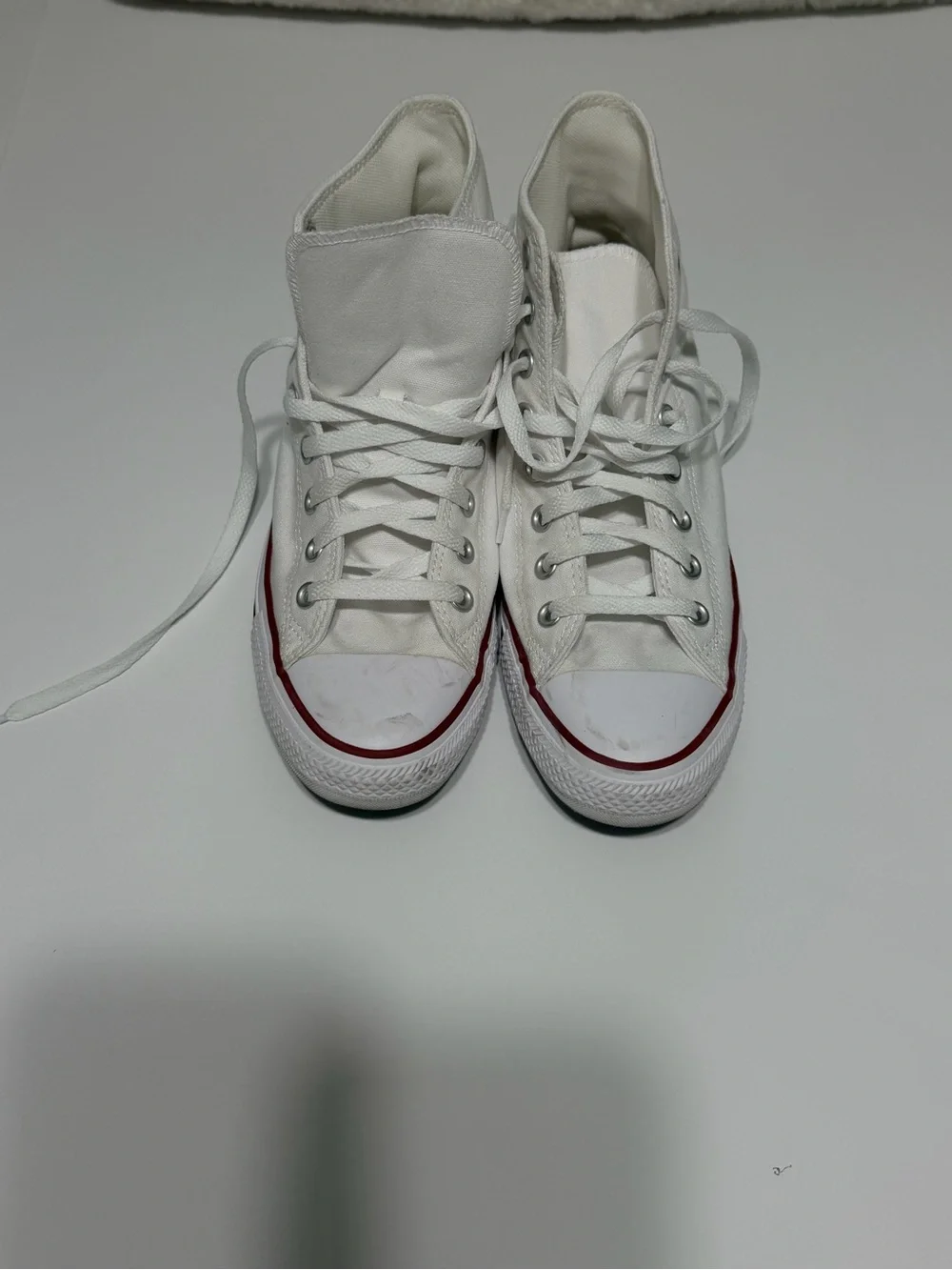 Converse White High-Top Kids Sneakers with Red & Navy Accents